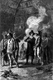 Major Campbell arguing with Chief Pontiac