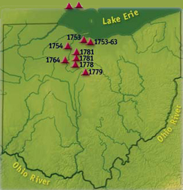 Wyandot Tribe towns map in Ohio