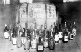 Confiscated whiskey in Prohibition