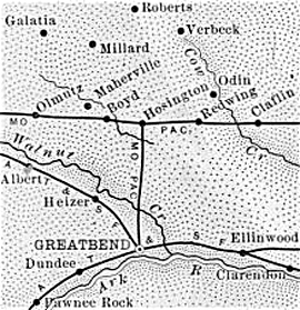 Barton County, Kansas old map