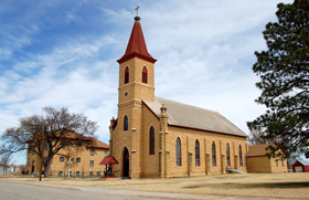 St Anthony Church and parochial school in Schoenchen, Kansas